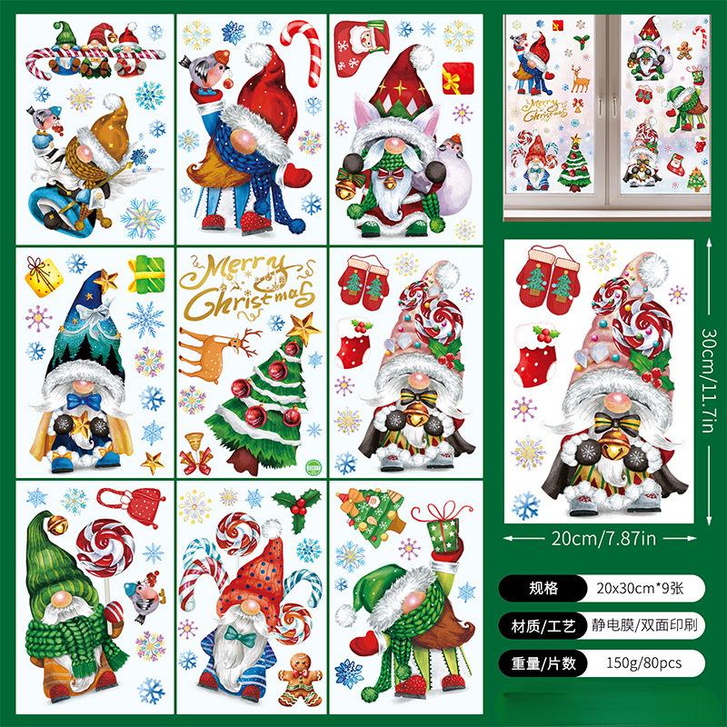 9 st Snöflinga Julfönsterdekaler Rådjur Nyårsdekal Väggdekal Vit Jul Elektrostatisk Klistermärke Dekorationer