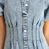 Spring/Summer Bubble Sleeve Short-Sleeve Distressed Casual Shirt Denim Long Dress