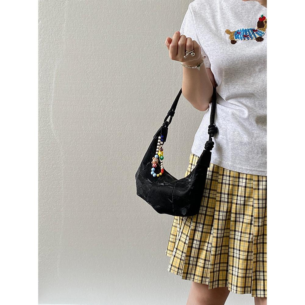IELGY Ladies Underarm Bag All-Match Lazy Style Black Portable Croissant Bag