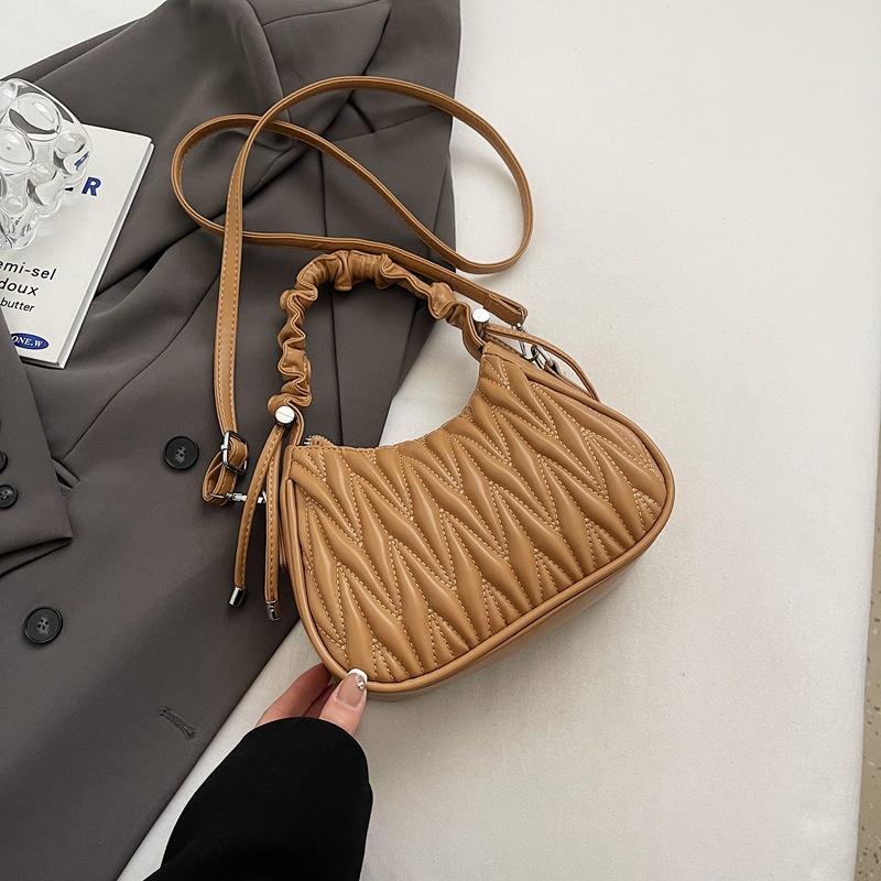 Fashion pleated bag women's spring new retro casual small square bag simple messenger bag tide