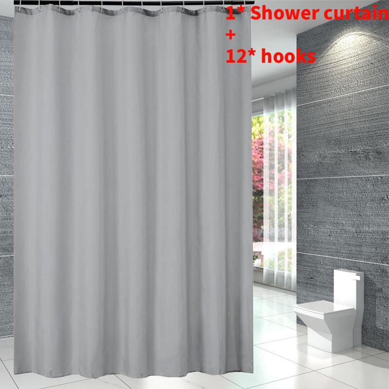 Waterproof Color Solid Polyester Shower Curtain Hooks Set For Bathroom Decor