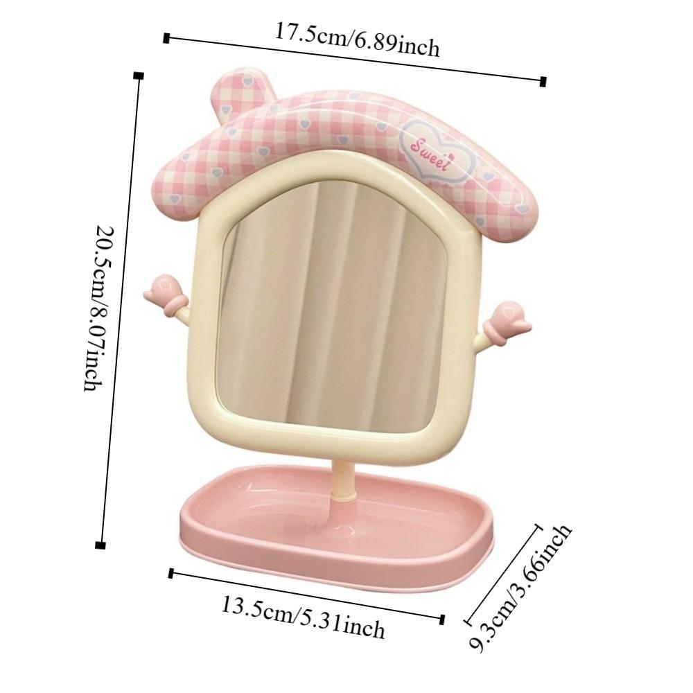 Portable Cute Makeup Mirror High-definition Storage Desktop Decorative Mirrors Adjustable Angle Creative Cartoon House Mirror