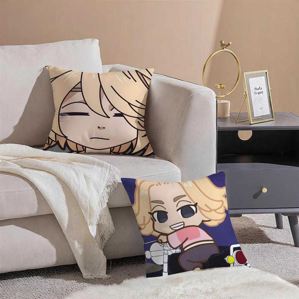 Anime intense Tokyo Revengers Mikey Cushion Cover Pillowcase Short Plush Invisible zipper Room Sofa Cushion Cover