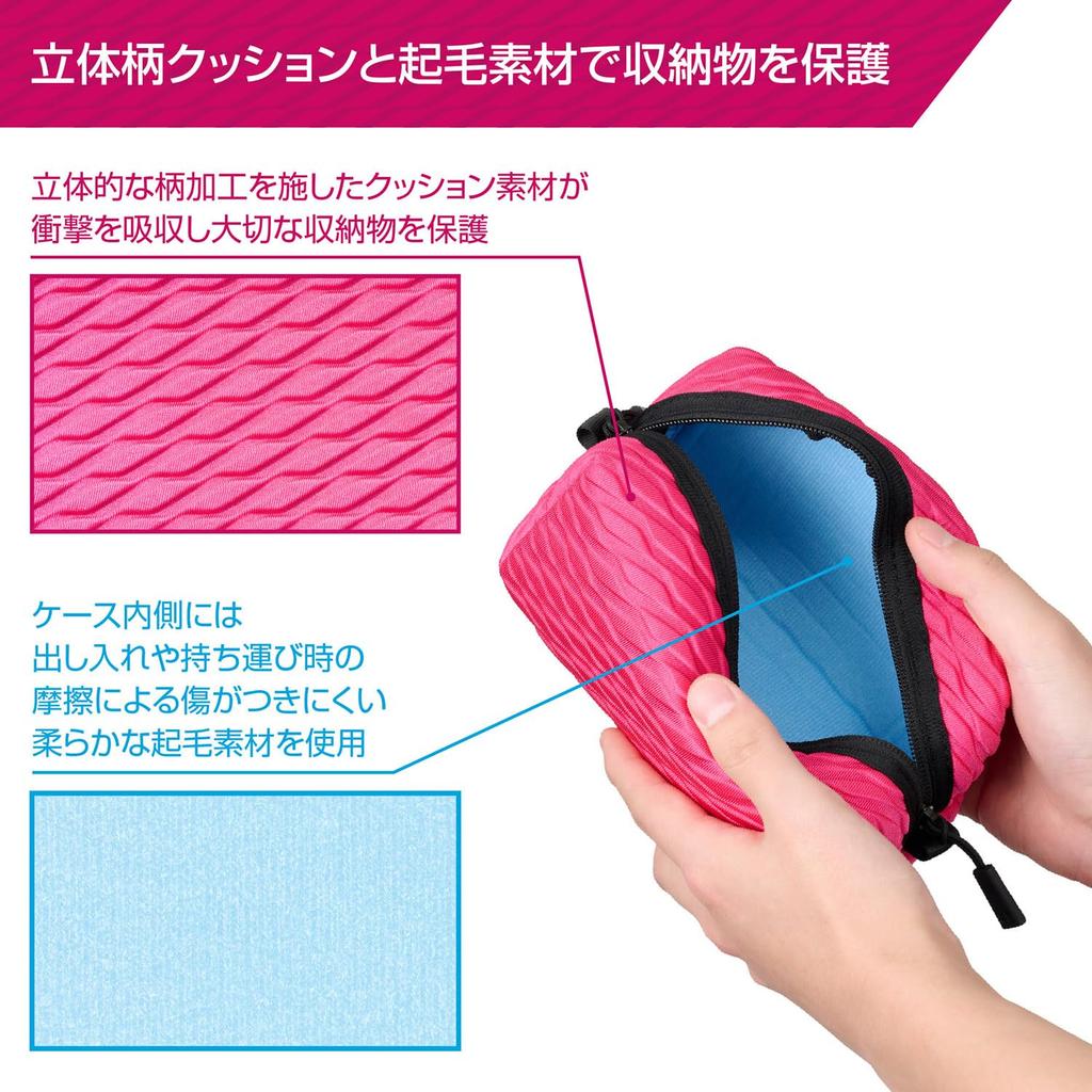 HAKUBA Inner Case Plus Shell Embossed Multi Pouch AZ Wave Pink Ideal for organizing PC travel and AMZSEBMPWPK 4977187001419 - peripherals, items,