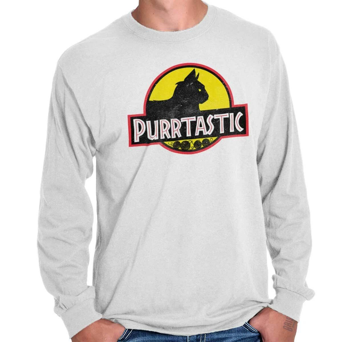 Purrstastic Jurassic Funny Crazy Cat Lady Pet Owner Gift Long Sleeve Tee L