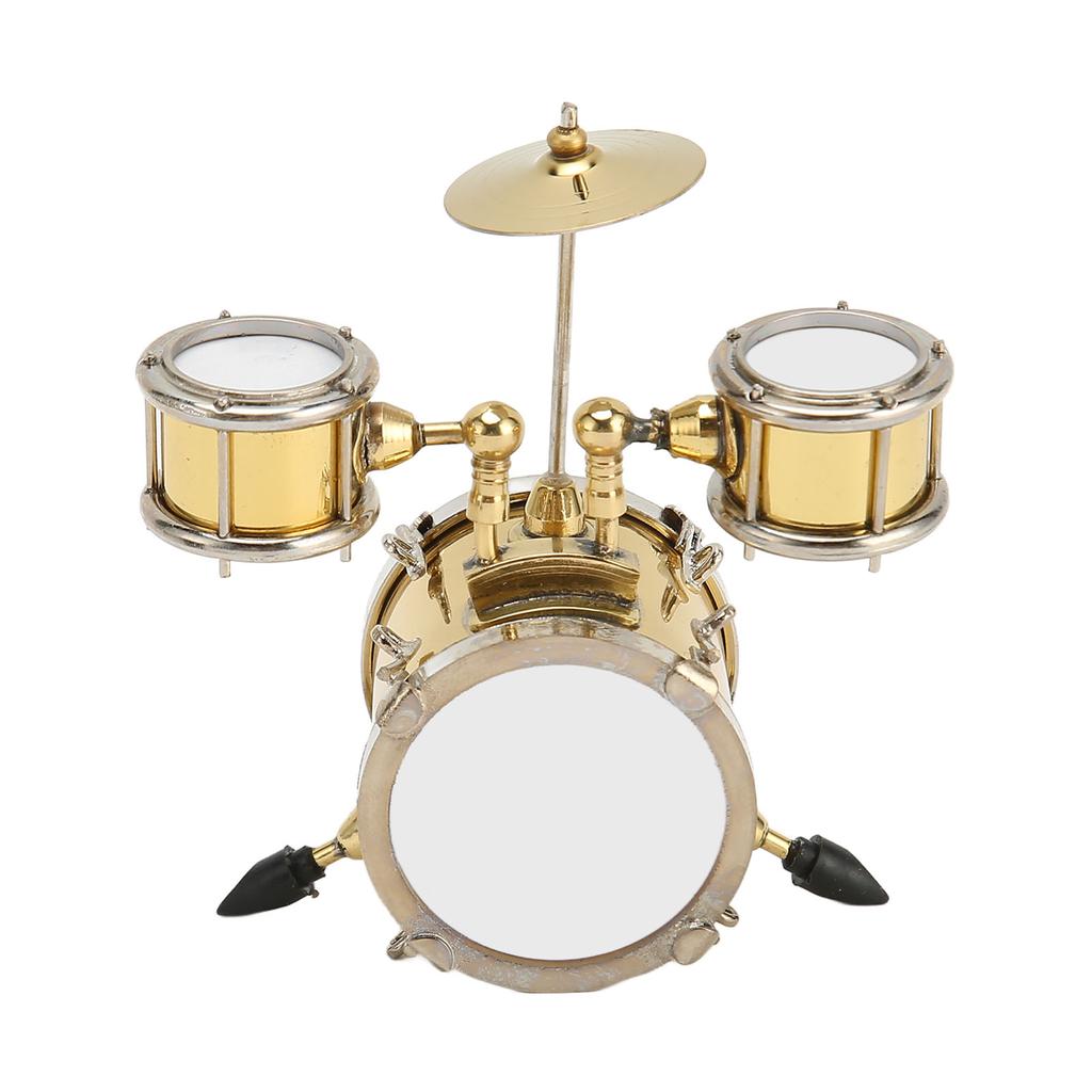 Copper Miniature Drum Set Model with Case Mini Percussion Musical Instrument Model Dollhouse