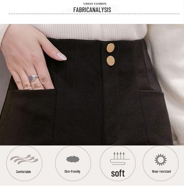 2026 Spring/Autumn High Waist Black Bootcut Bottoms: Slimming Petite Casual Base Layer Shorts