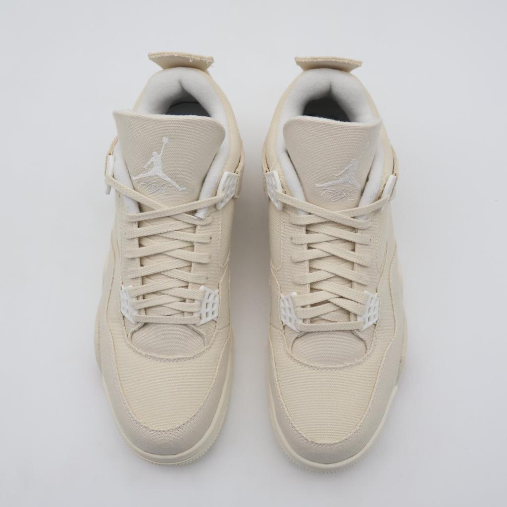 DQ4909-100 Nike Air Jordan 4 Sail Blank Canvas Cement Grey Fire Red (Women's)