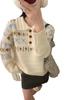 Women's Cozy Jacquard Knit Lapel Sweater - Soft, Casual Academic Style for Autumn and Winter