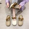 Half slippers female 2025 new spring and summer outer wear fairy style soft flat bottom bag head single shoes French bow sandals
