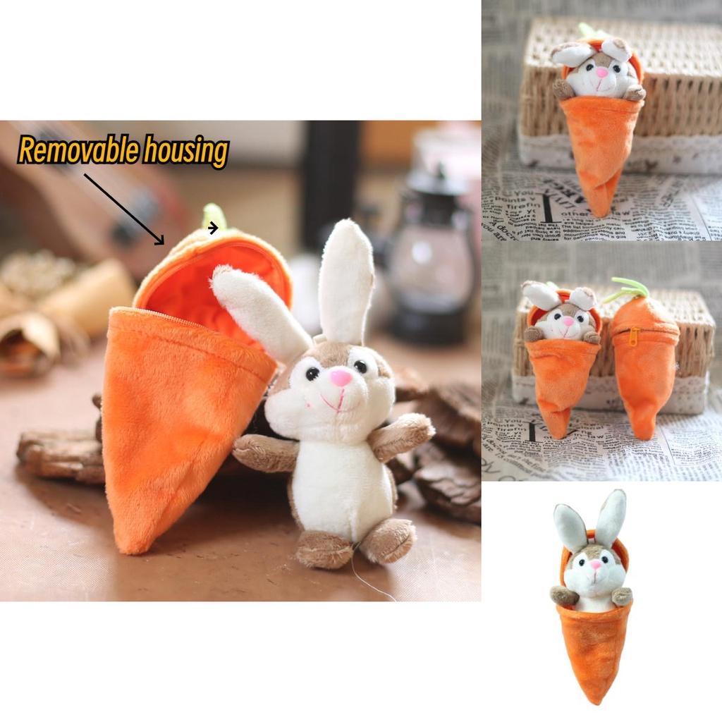 Cute Carrot Bunny Plush Toy Pendant For Bags And Keys, Soft Short Plush, 15cm Height