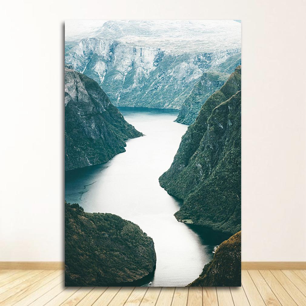 İskandinav Tarzı Duvar Sanatı Tuval Baskı Boyama Oturma Odası Dekorasyon Resim İskandinav Dolomites Göl Doğa Manzara