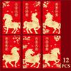 12Pcs 2026 Horse Year Chinese  Year Money Envelope Creative Cartoon Red Envelope Lucky Red Pocket Spring Festival Envelope