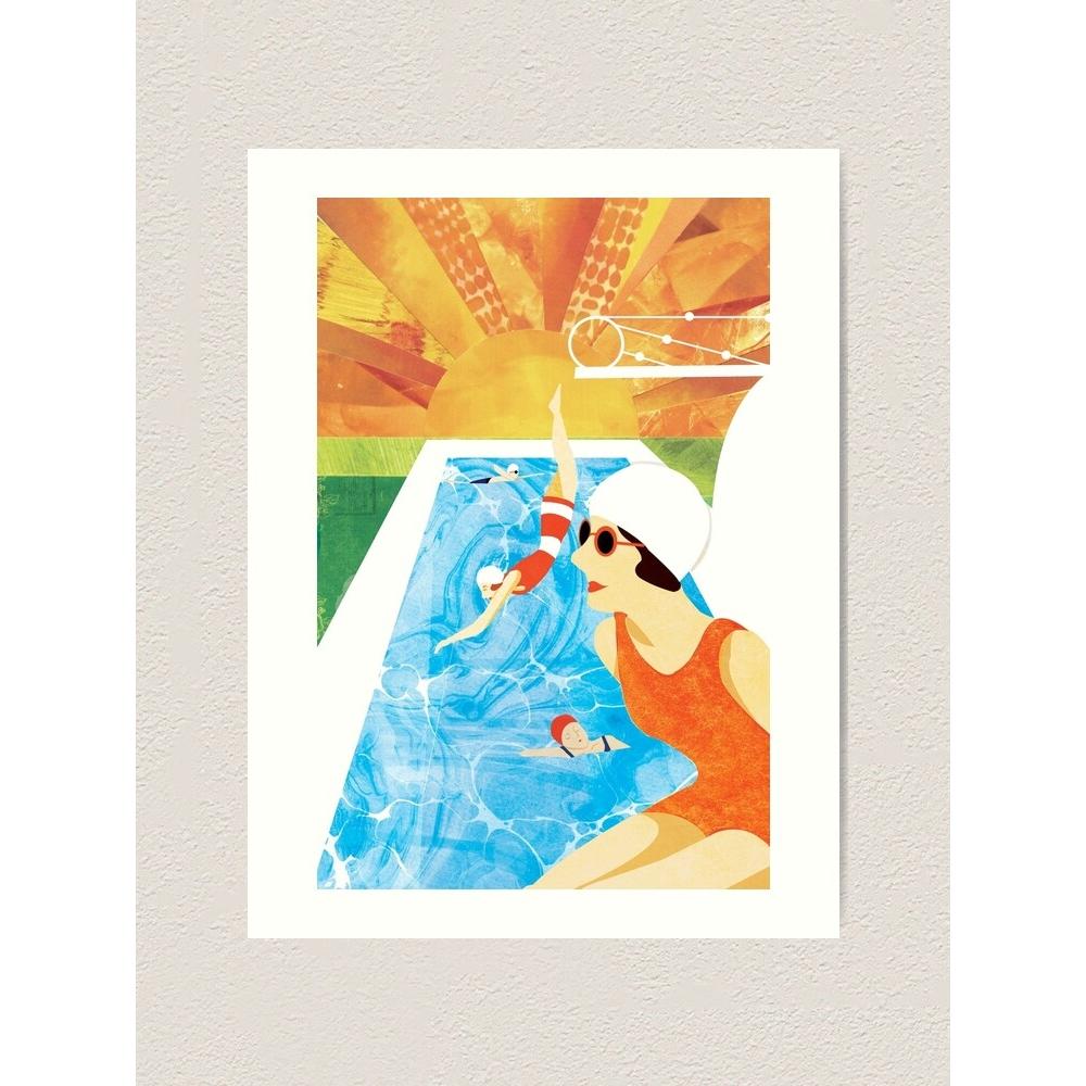 Art Deco Swimmers Tapestry 75x100