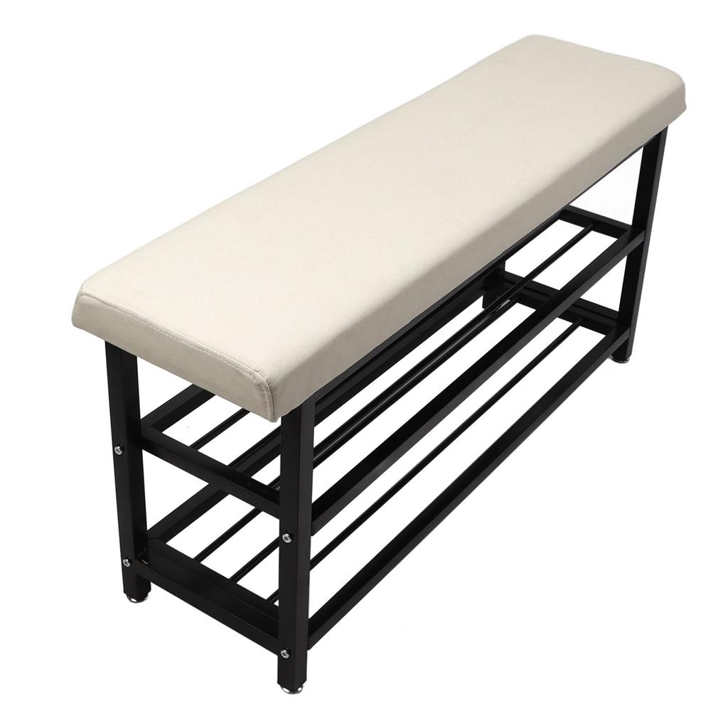 Shoe Rack with Cushion Iron Sponge Wooden Shoe Storage Bench Organizer for Entryway Living Room Hallway Balcony