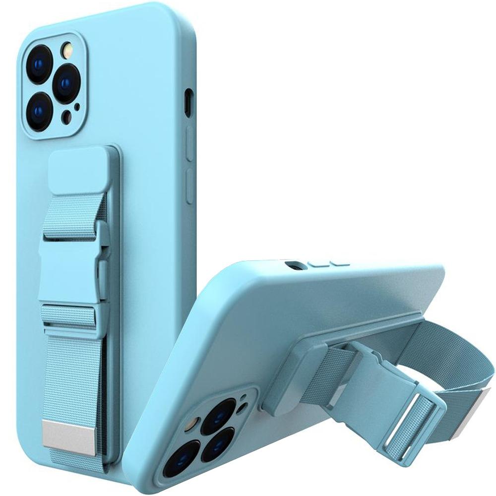 Rope Case Gel Case with Chain Lanyard Pouch Lanyard Iphone 12 Blue