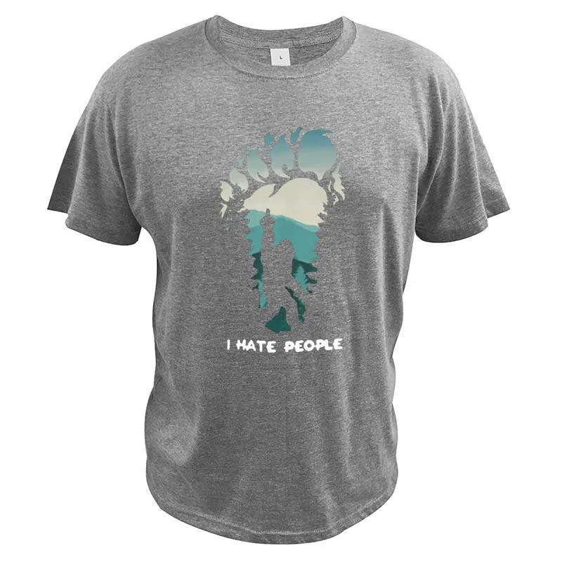 I Hate People T Shirt Outdoors BigFoot Tshirt Funny Tee Shirts High Quality Soft Summer Printed Tee Cotton Tops S