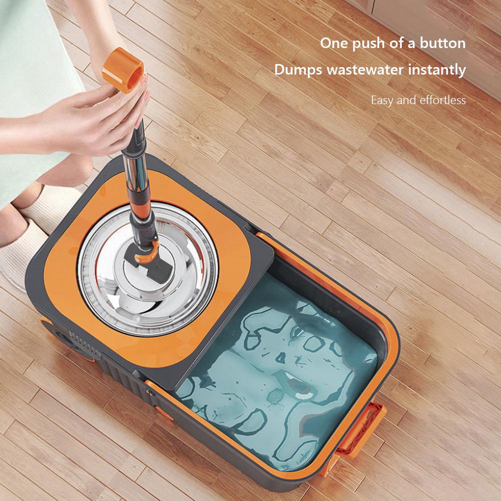 Cleaning Spin Mop with Bucket Household Cleaning Automatic Spin Mop with 6 Extra Refills Heads Extended Handle for Home Cleaning