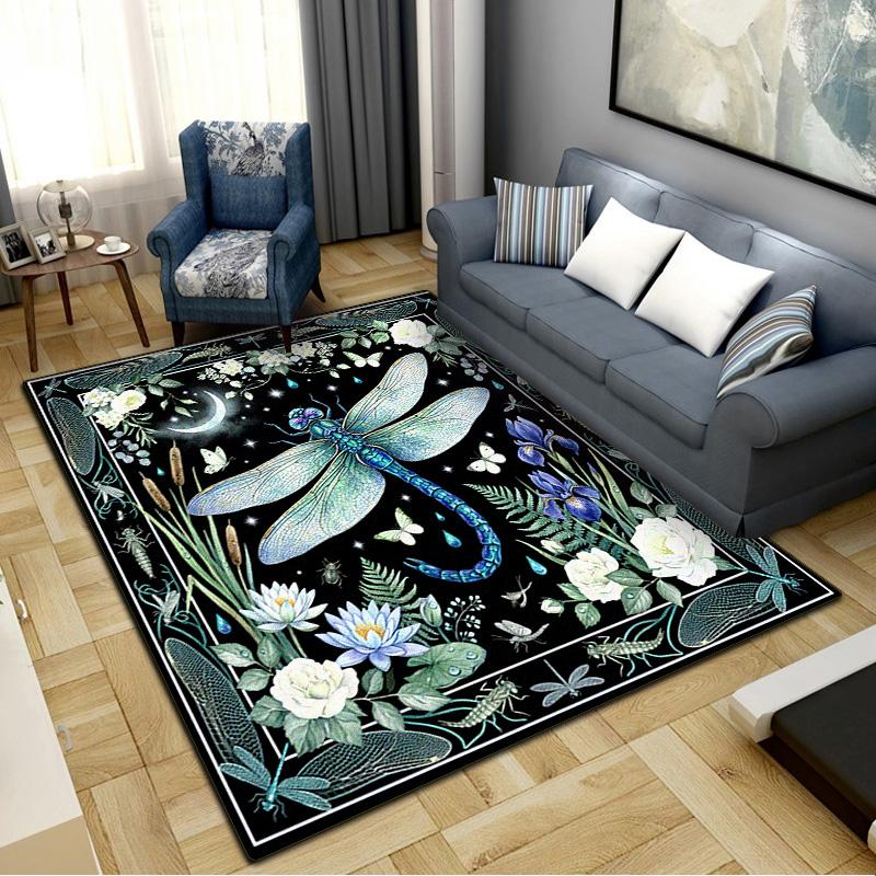 Butterfly Chicken Vintage Art Carpet Rug for Living Room Bedroom Home Sofa Decoration, Kids Play Non-slip Floor Mat