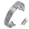 Curved End Watchband for Omega Seamaster Speedmaster DeVille Stainless Steel Strap 18mm 19mm 20mm Thin Bracelet Belt Silver Gold