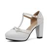 Girls' Shoes New Women Mary Janes Pumps T-Strap Women 8cm Spike Heels Shoes Bowtie Lolita Shoes Buckle Strap Wedding Bridal Shoe