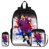Mochila Estrella de Fútbol niño Mochila Deportiva Escolar Set de 3 Piezas Mochilas Bolsos de Hombro Bolsas para Lápices M-Messi Mochila Escolar Regalo para Niños