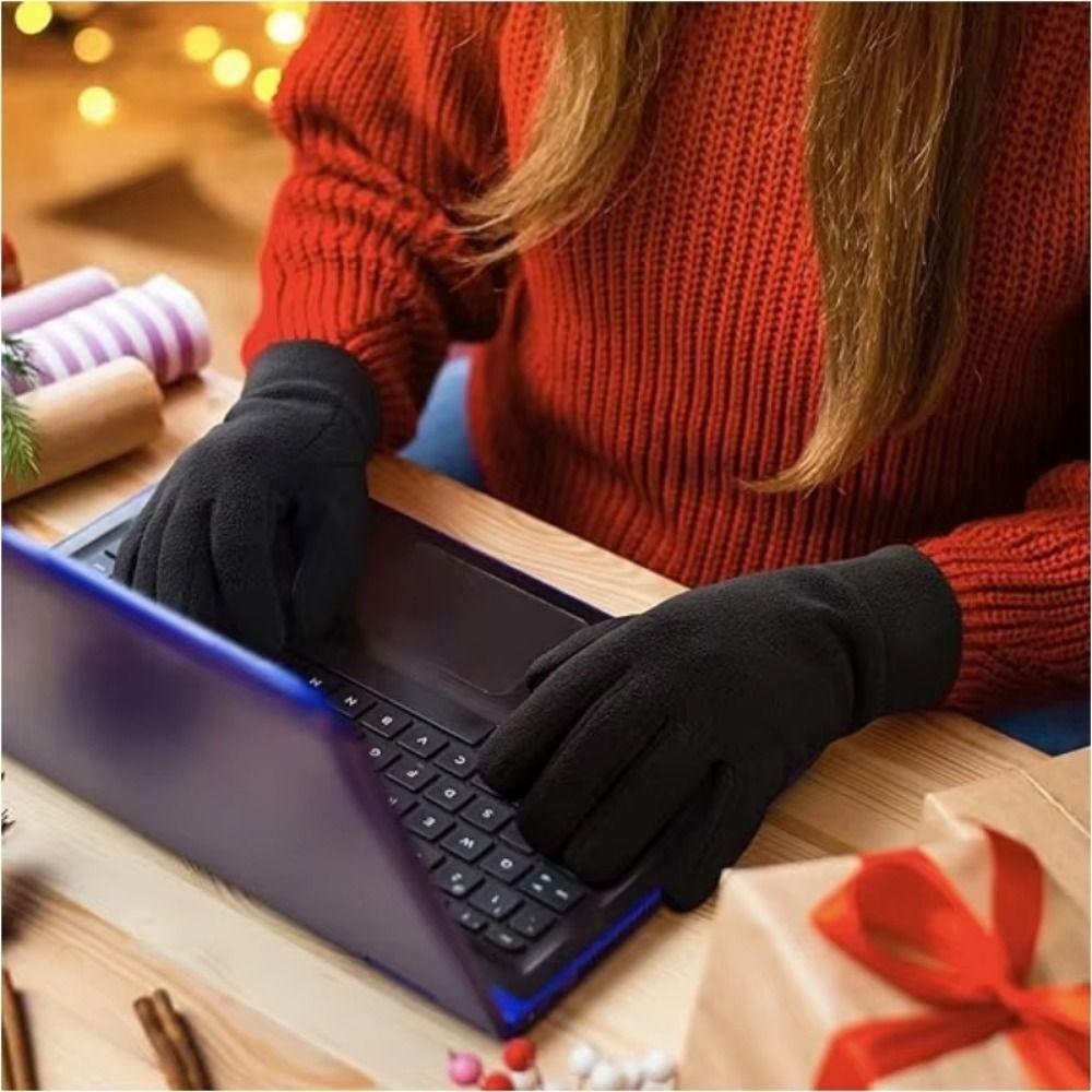 Warm Thin Fleece Gloves Five Finger Cycling Gloves Gift Full Finger Mittens  Men