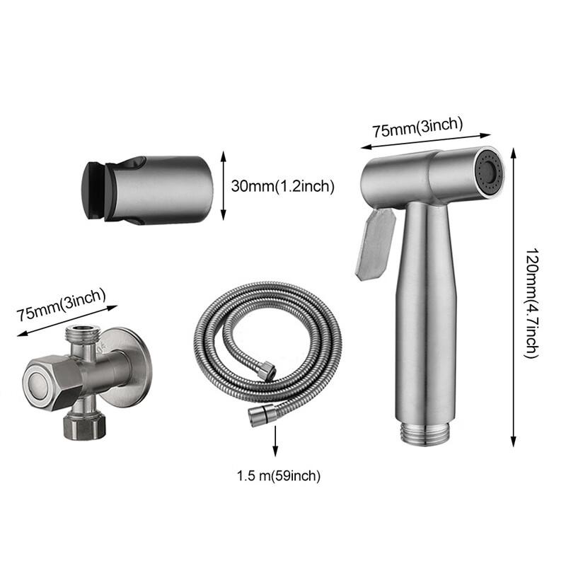 304 Stainless Steel Pressurized Toilet Bidet Sprayer Kit Standard