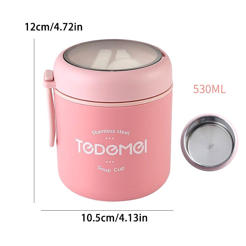 Stainless Steel Insulated Soup Thermos with Spoon Lunch Box Food Warmer Thermal Jar Cooler Storage Container for Picnics Work
