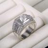 Luxury Male Wedding Ring Silver Color 18K White Round Zircon Heart Arrow Rings for Men Love  Anillos Wholesale
