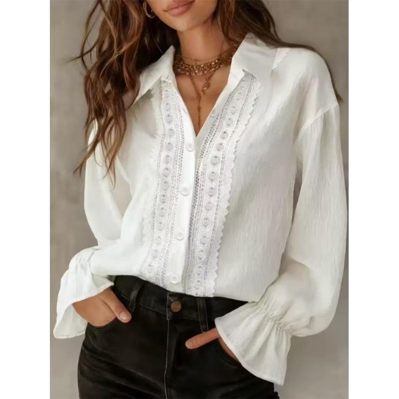 JPNTKY Women's Fashion Casual Long Sleeve POLO Neck Blouses & Shirts