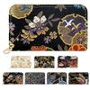 Moonlight Coin Case with Round Perfect for Elegant and Snowflake Pattern with Wisteria and Black [leo&aoi] Nishijin-ori Zipper, Kimono, High-Quality,
