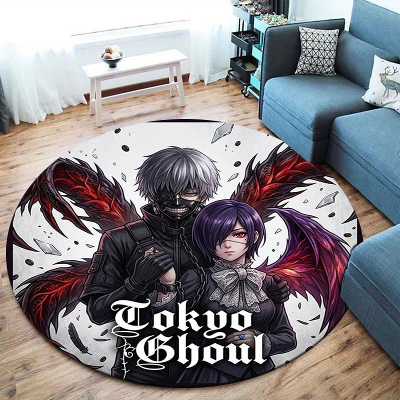 Tokyo Ghoul Runder Teppich Teppich für Wohnzimmer Schlafzimmer Sofa Spielzimmer Dekor Rutschfeste Bodenmatte