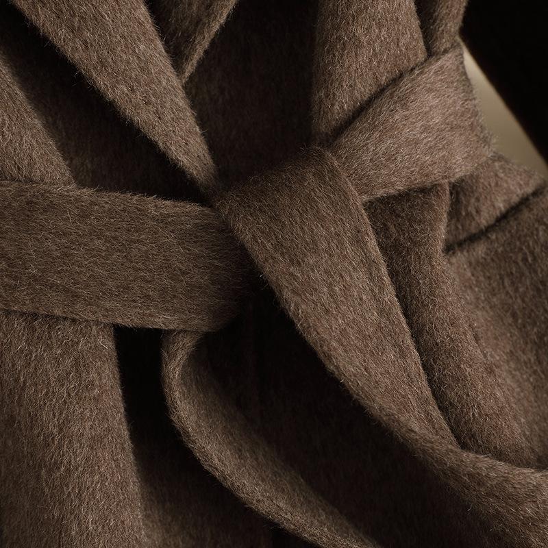 Autumn and winter new double-sided wool coat femininity medium and long strap-up pure handmade high-end woolen coat