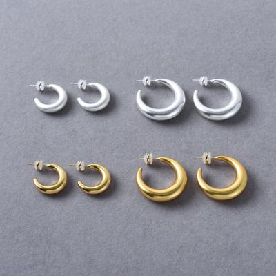 Simple And Fashionable Personalized Smooth C-Shaped Earrings S925 Silver Needle Earrings, Temperament Versatile Commuting Must Enter Earrings