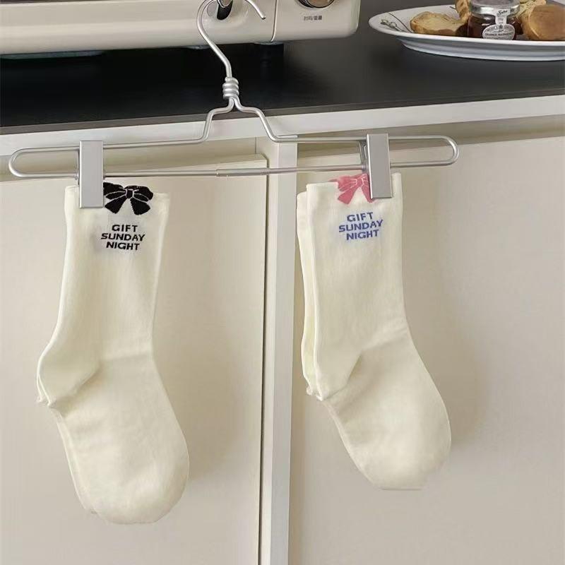 

Женские весенне-осенние тонкие универсальные милые носки-трубы из кружевной сетки с бантом, дышащие 1 pair слоновая кость