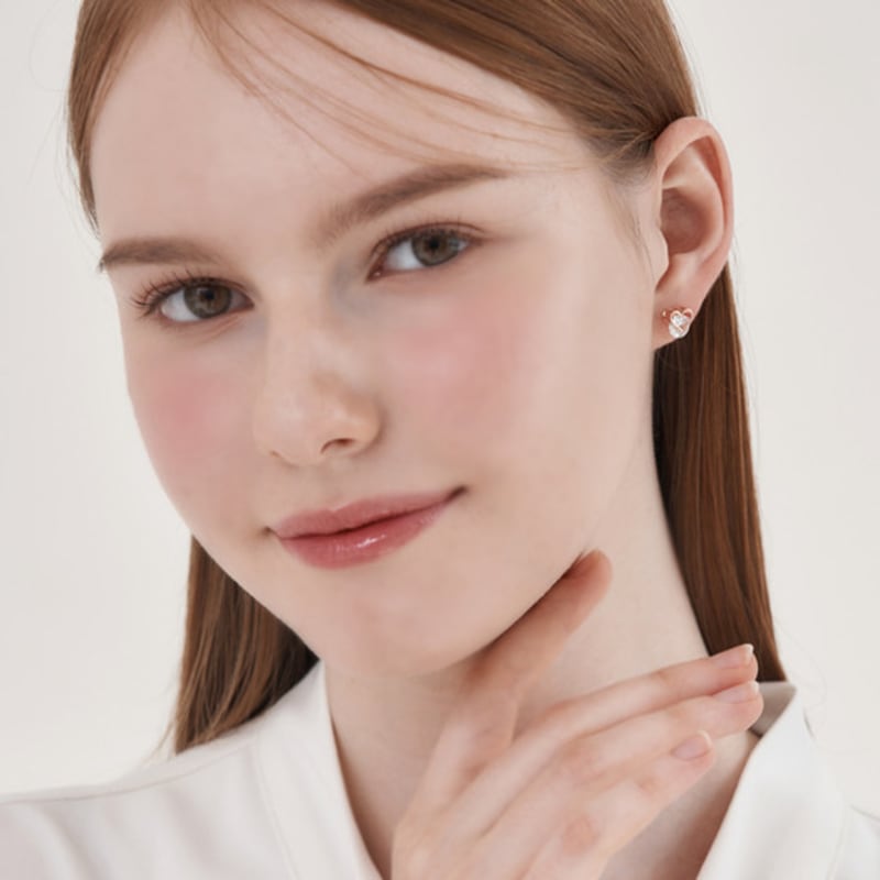 CRANNE 14K GF Bold Cubic Heart Earrings C24EGF201