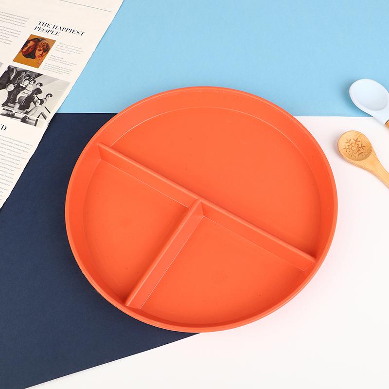 1Pc Divided Dish In 3 Diet Reusable Round Dinner Plate Kitchen Dinnerware Portion Plates For Adults 3 Compartments Microwave