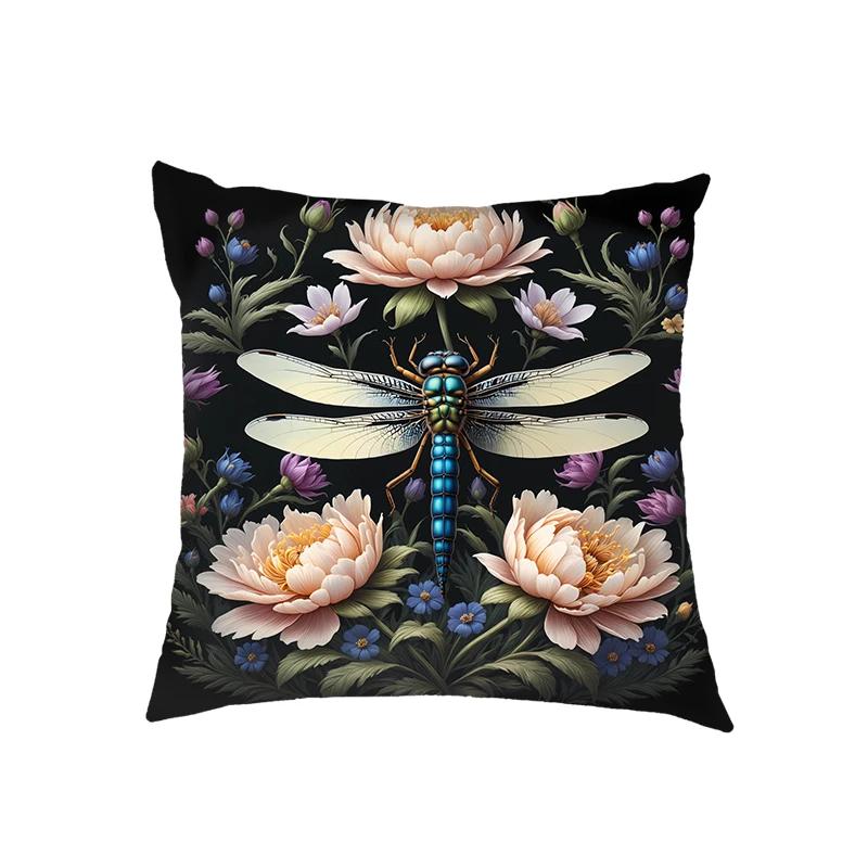 Cartoon Golden Bee and Flower Cushion Covers Dragonfly Pillowcase Sofa Bedroom Office Pillowcases Home Party Car Bedding Gift