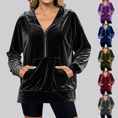 2025 Autumn and Winter New European and American Clothing Hooded Sweatshirt Long-sleeved Fashionable Korean Velvet Top