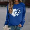 Damenmode Lässig Langarm Einfarbig Bedruckt Rundhals Oberteil Sweatshirt