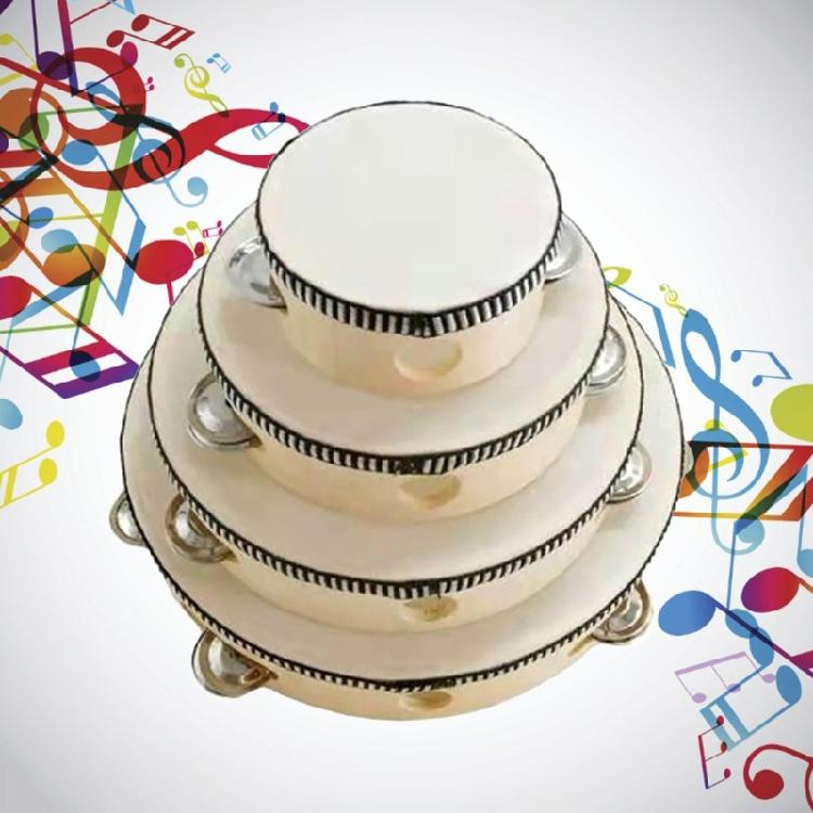 Single Row Jingles Handheld Tambourine Wooden Tambourine Drum for Adults