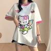 Korean style loose-fitting T-shirt, Hello Kitty soccer T-shirt, sports T-shirt, streetwear.
