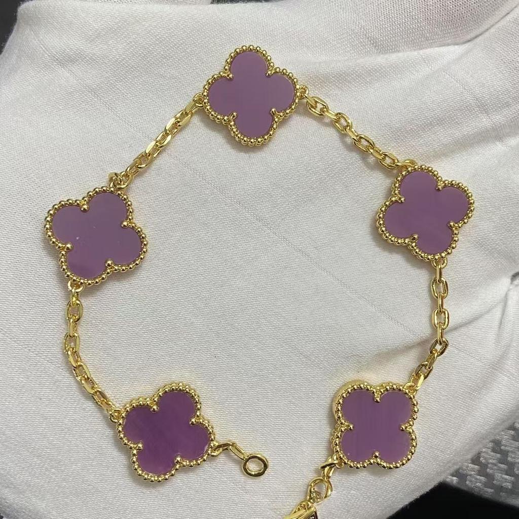 Nuova Versione Bracciale Quadrifoglio Cinque Fiori Agata Rossa Naturale Madreperla Bianca Bracciale da Donna Bracciale Laser