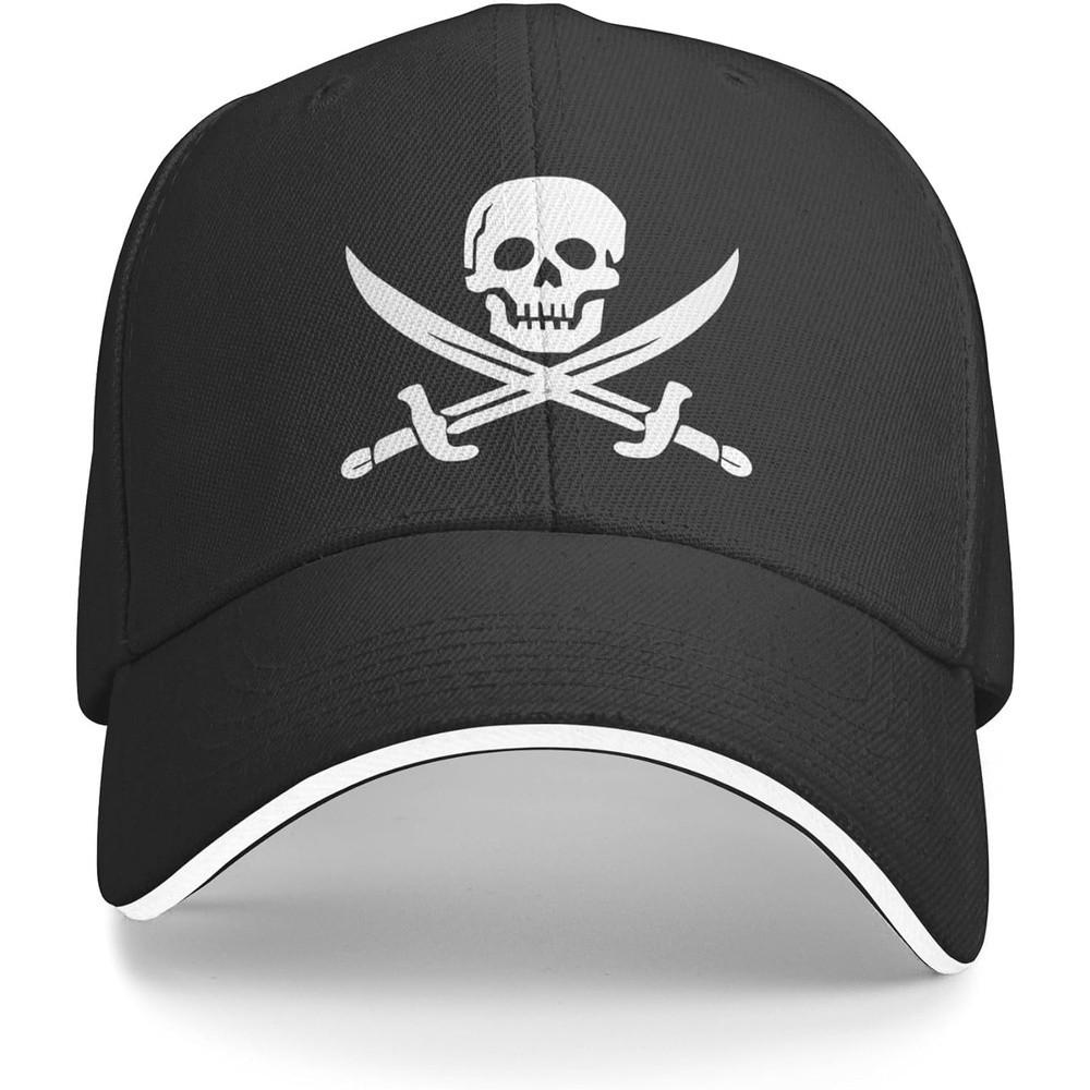 Cappellino da Baseball Pirata Jolly Roger Teschio Spade Incrociate Adulto Novità Poliestere Regolabile Casual Cappello da Golf
