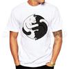 Yin Yang Cats Design 2024 Newest Men T-shirt White & Black Cat Hug Printed Tee Shirts Short S
