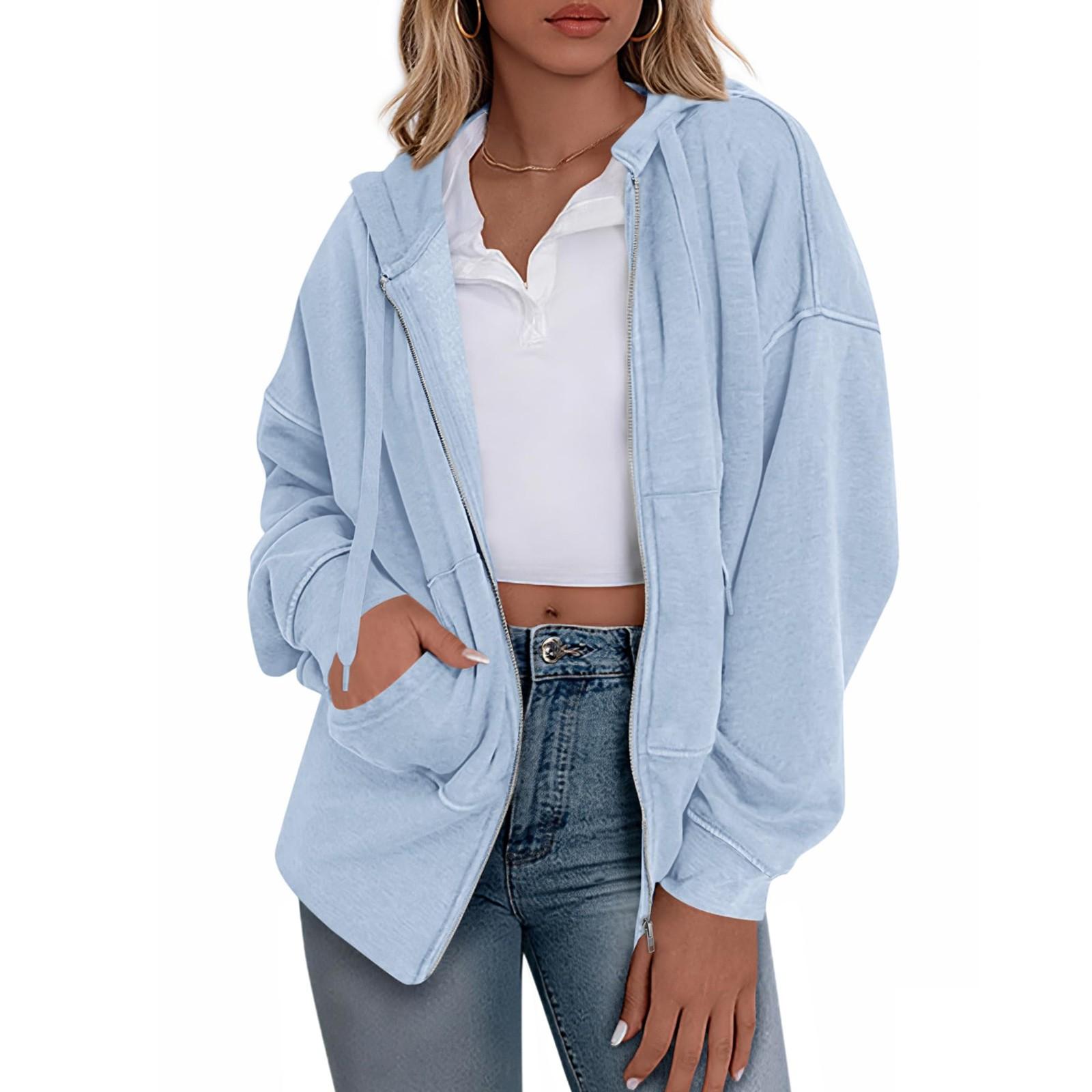 

Женские толстовки на молнии, флисовые укороченные свитшоты, осенние модные наряды, повседневные куртки, зимняя одежда S синий