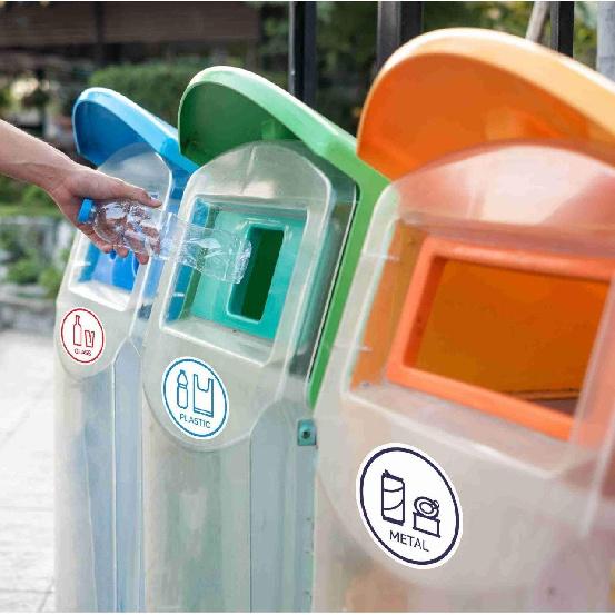 6 Pack 6" Glass, Paper, Plastic, Metal, Trash, Recycle Sign Stickers - Self-Adhesive Vinyl Decal Recycle s - Eco-Friendly Trash Can Signs - 6" -
