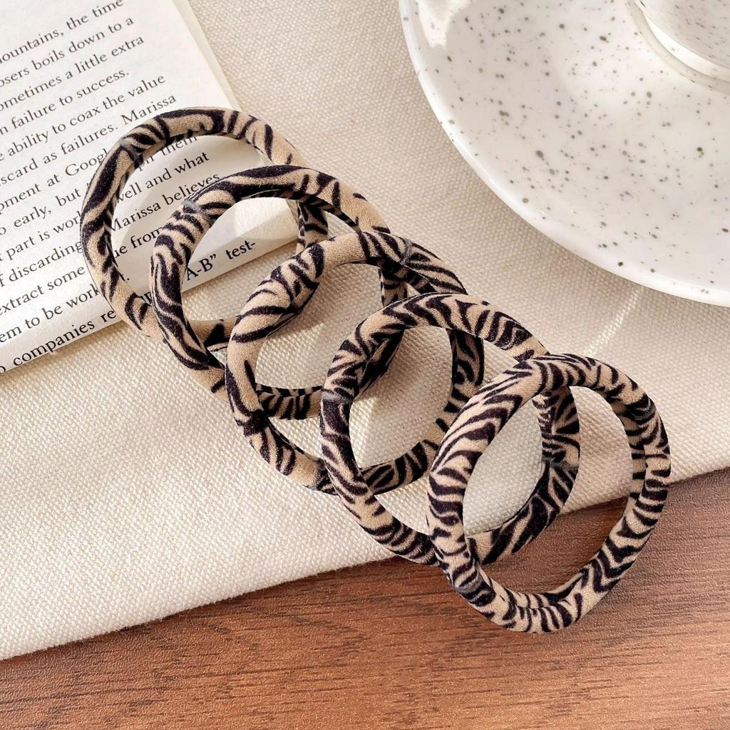 10 Stück/Set Dicke Haargummis Schraubgewindemuster Haarband Elastisch Langlebig Haargummis Frau Haarstyling-Accessoires Milchkaffee Neu