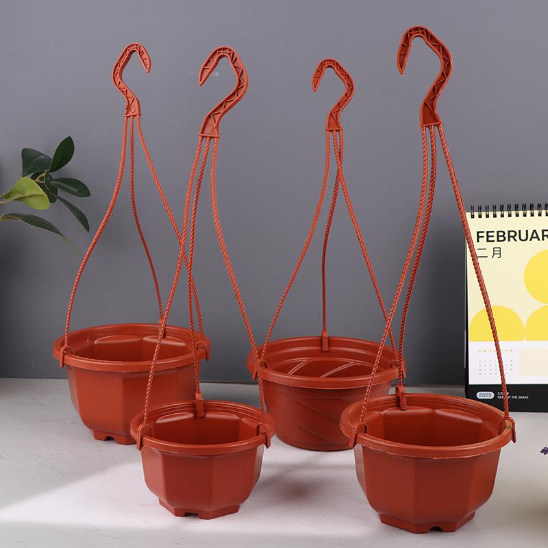 Plastic Hanging Planter Flower Plant Chain Basket Planter Holder Succulent Plant Flower Pots Flowers Container Home Garden Decor